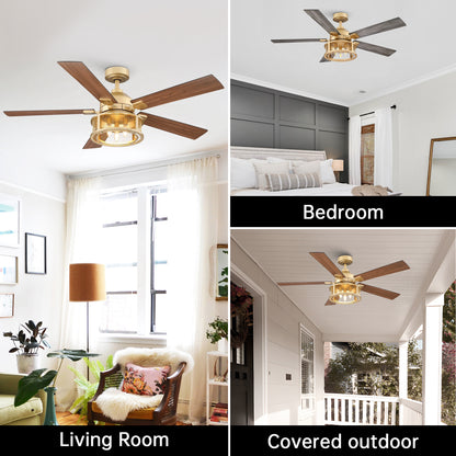 BreezeLite 52" Farmhouse Gold Metal Reversible Blades Ceiling Fan