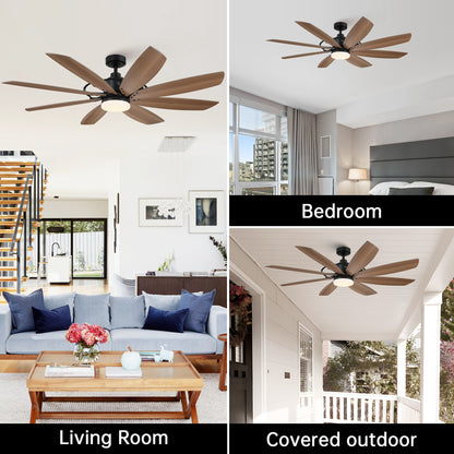 BreezeLite 60" Modern Black Indoor 3000K LED Ceiling Fan