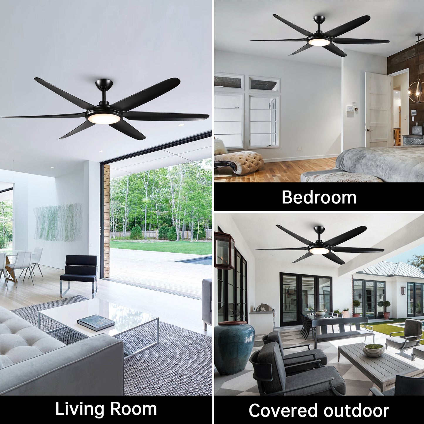 BreezeLite Modern 65" Matte Black LED Ceiling Fan