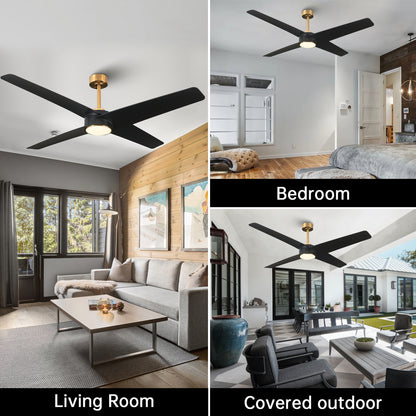 BreezeLite Modern 60" Gold and Black LED Ceiling Fan