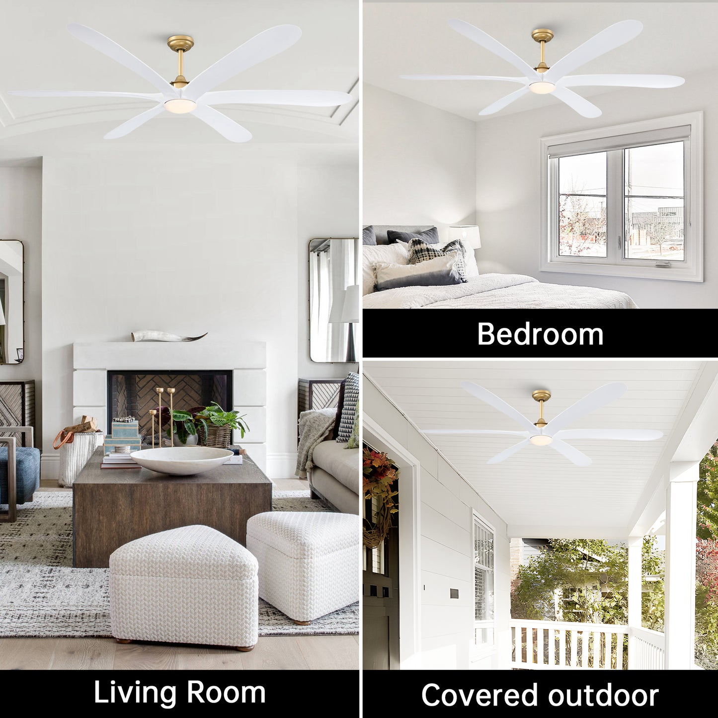 VelvetFan Modern 72" Gold LED Downrod Mount Ceiling Fan