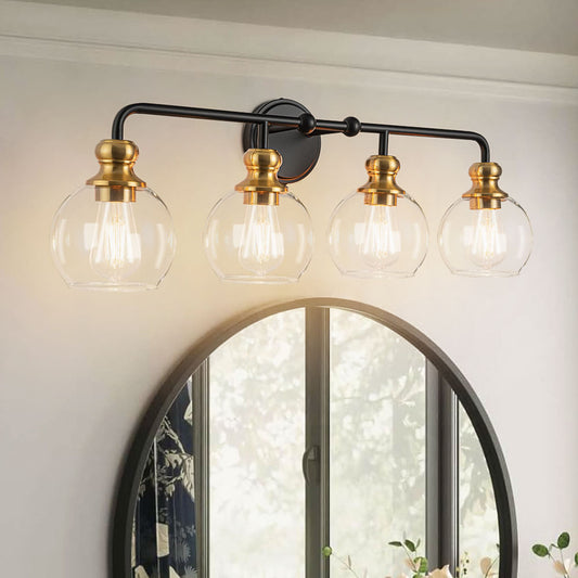 Irvine Black and Gold Modern 4-Light Vanity Light