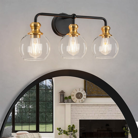 Irvine Black and Gold Modern 3-Light Vanity Light