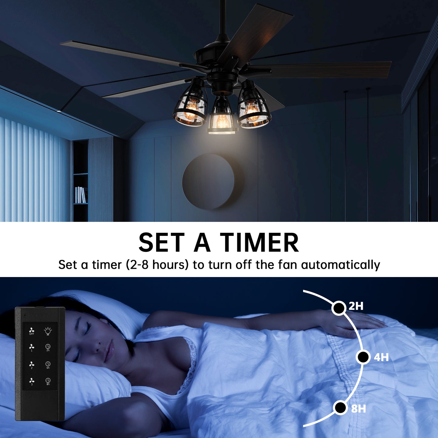 BreezeLite 52" Industrial Matte Black Reversible Ceiling Fan