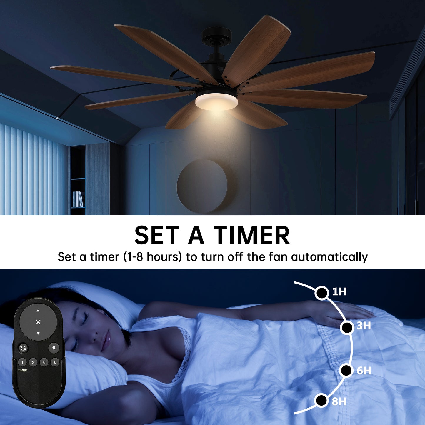 BreezeLite 60" Modern Black Indoor 3000K LED Ceiling Fan