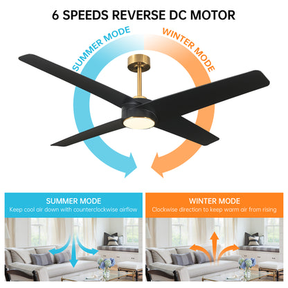 BreezeLite Modern 60" Gold and Black LED Ceiling Fan