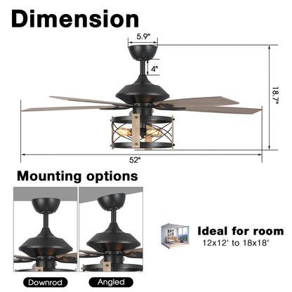 BreezeLite 52" Industrial Black Downrod Mount Ceiling Fan