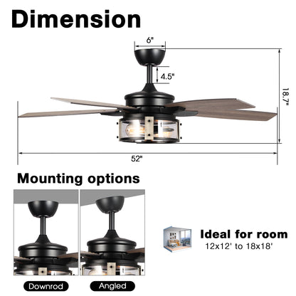 BreezeLite 52" Industrial Matte Black Indoor Ceiling Fan