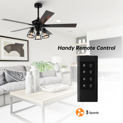 BreezeLite 52" Industrial Matte Black Reversible Ceiling Fan