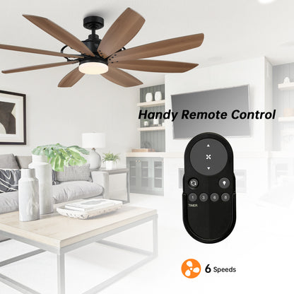 BreezeLite 60" Modern Black Indoor 3000K LED Ceiling Fan