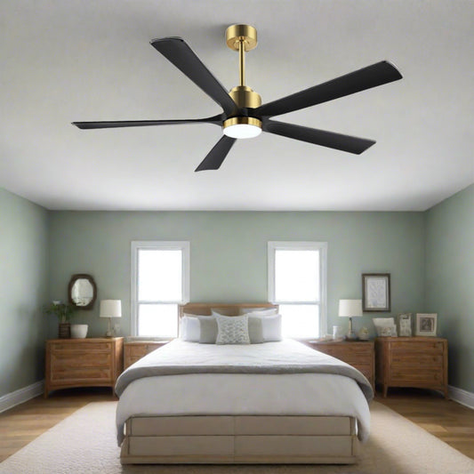 AeroBlade 60" 5-Blade 6-Speed Black & Gold Ceiling Fan with Light