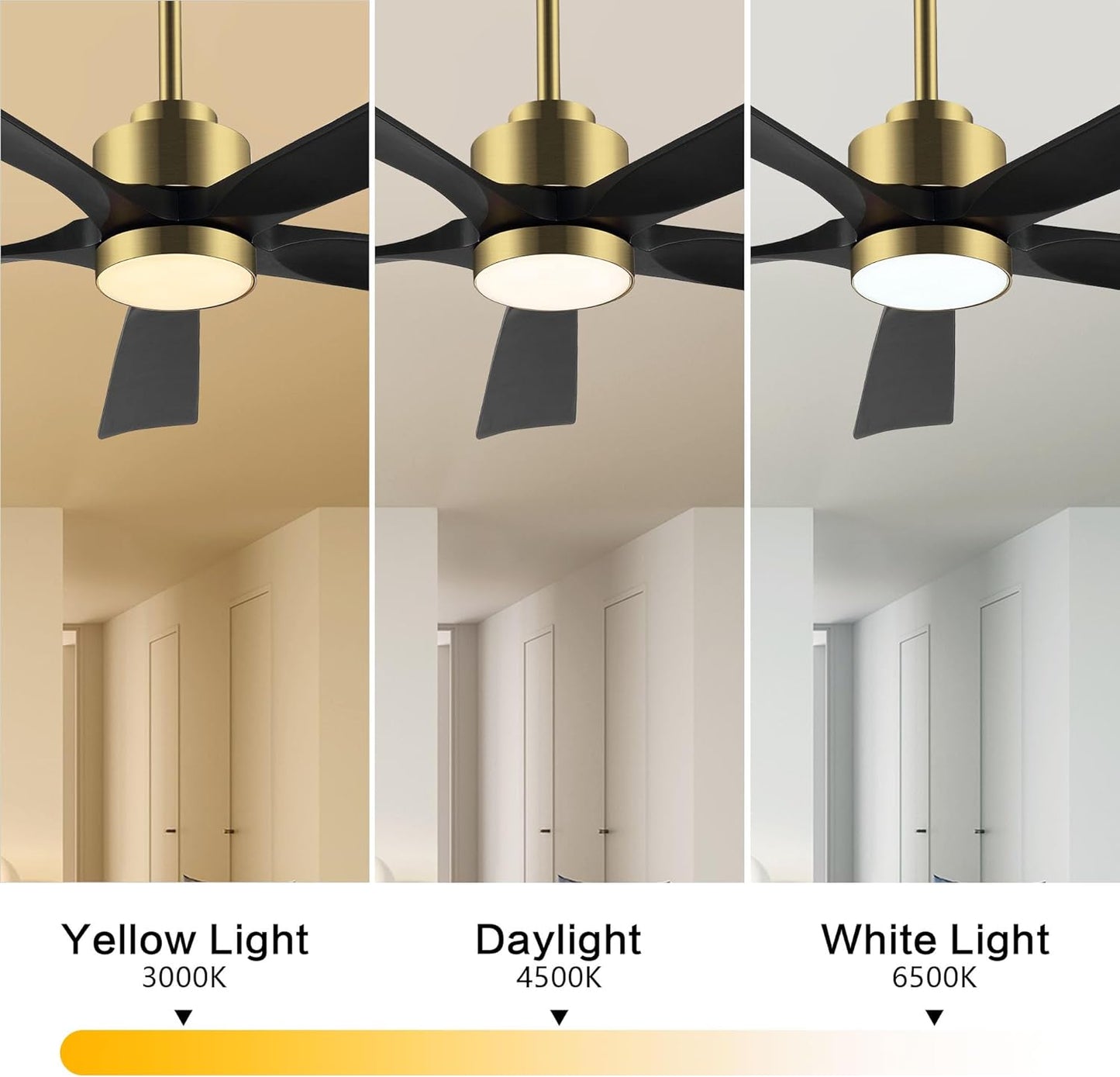 AeroBlade 60" 5-Blade 6-Speed Black & Gold Ceiling Fan with Light