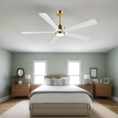 AeroBlade 60" 5-Blade 6-Speed White & Gold Ceiling Fan with Light