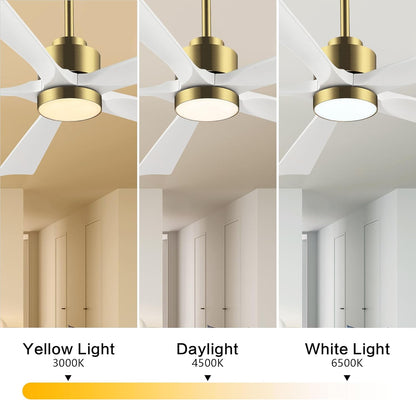 AeroBlade 60" 5-Blade 6-Speed White & Gold Ceiling Fan with Light