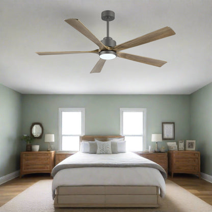 AeroBlade 60" 5-Blade 6-Speed Natural & Charcoal Ceiling Fan with Light