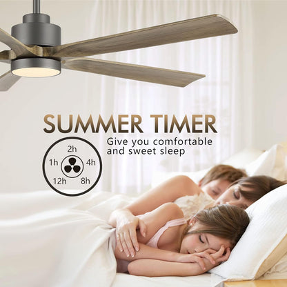 AeroBlade 60" 5-Blade 6-Speed Natural & Charcoal Ceiling Fan with Light