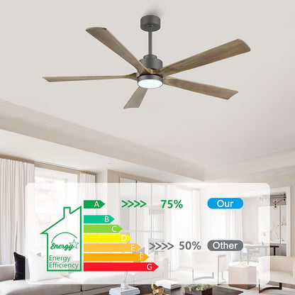 AeroBlade 60" 5-Blade 6-Speed Natural & Charcoal Ceiling Fan with Light