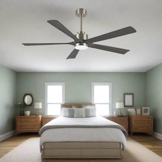 AeroBlade 60" 5-Blade 6-Speed Grey & Nickel Ceiling Fan with Light