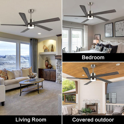 AeroBlade 54" 5-Blade 6-Speed Grey & Brushed Nickel Ceiling Fan with Light