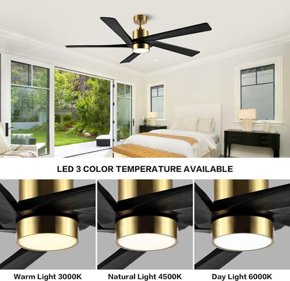 AeroBlade 64" 5-Blade 6-Speed Black & Gold Ceiling Fan with Light