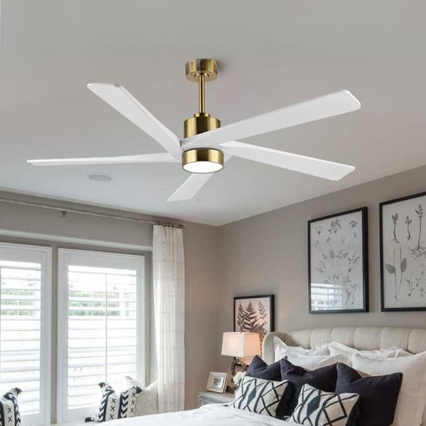 AeroBlade 72" 5-Blade 6-Speed White & Gold Ceiling Fan with Light