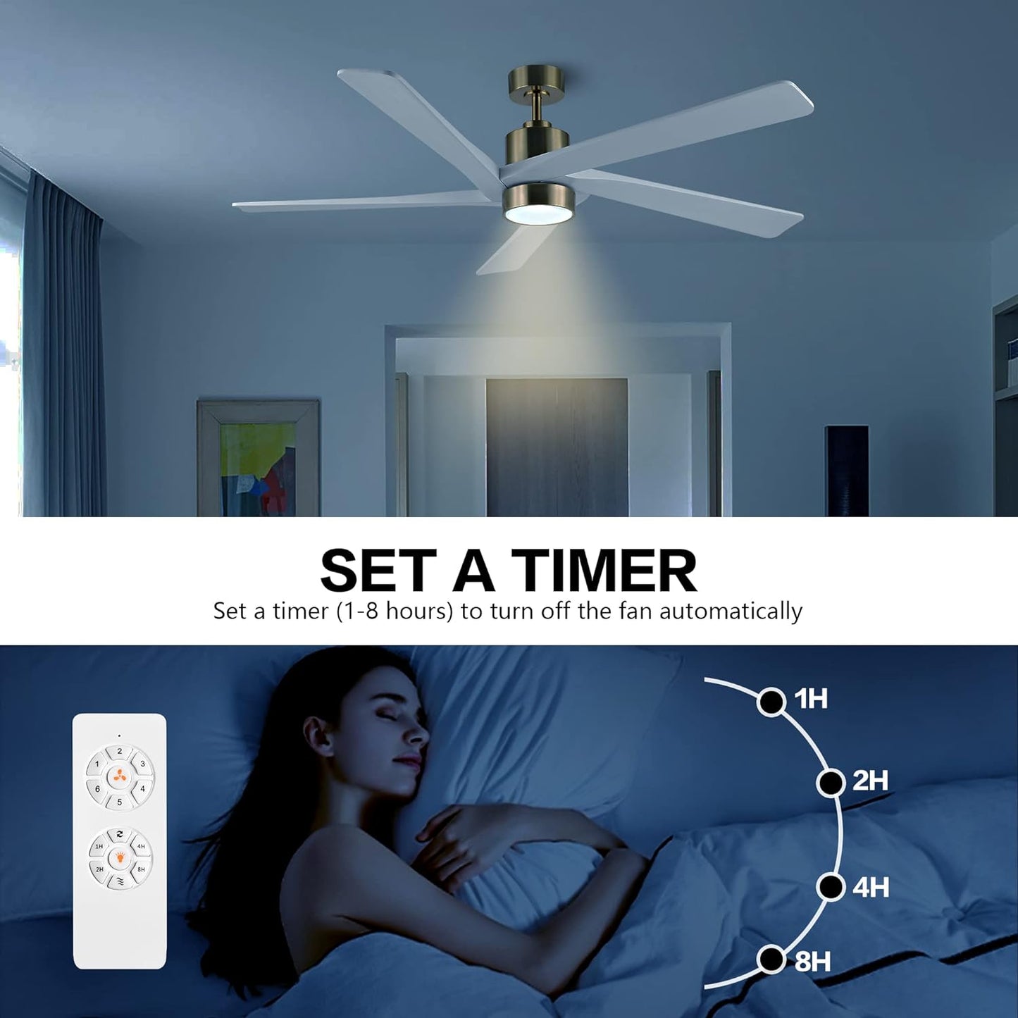 AeroBlade 72" 5-Blade 6-Speed White & Gold Ceiling Fan with Light