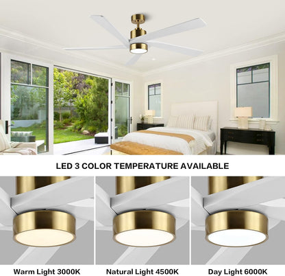 AeroBlade 72" 5-Blade 6-Speed White & Gold Ceiling Fan with Light