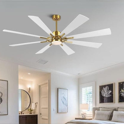 AeroBlade 60" 8-Blade 6-Speed White & Gold Ceiling Fan with Light