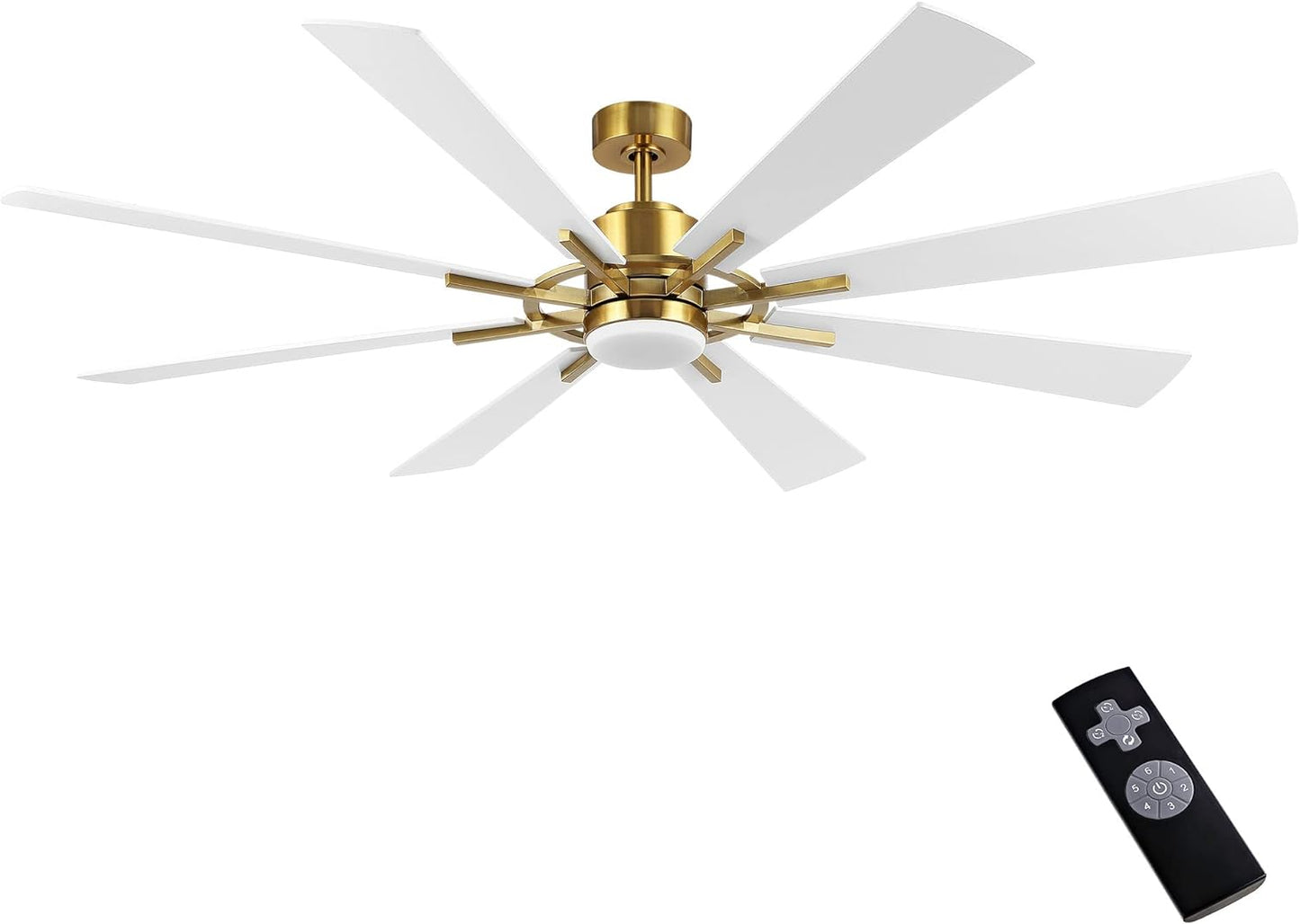 AeroBlade 60" 8-Blade 6-Speed White & Gold Ceiling Fan with Light