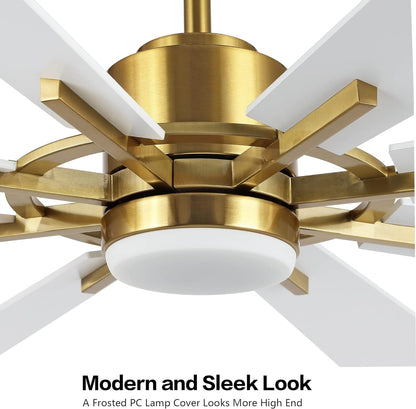 AeroBlade 60" 8-Blade 6-Speed White & Gold Ceiling Fan with Light