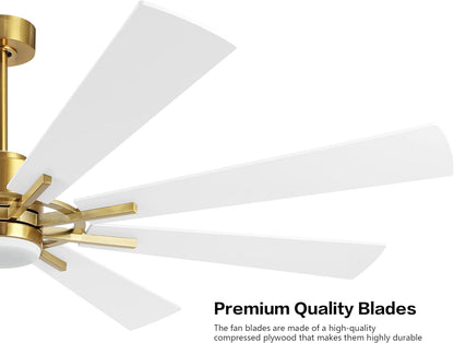 AeroBlade 60" 8-Blade 6-Speed White & Gold Ceiling Fan with Light