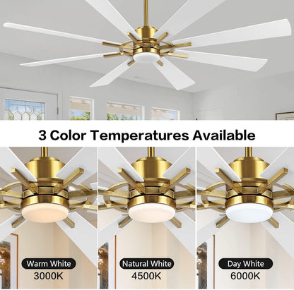 AeroBlade 60" 8-Blade 6-Speed White & Gold Ceiling Fan with Light