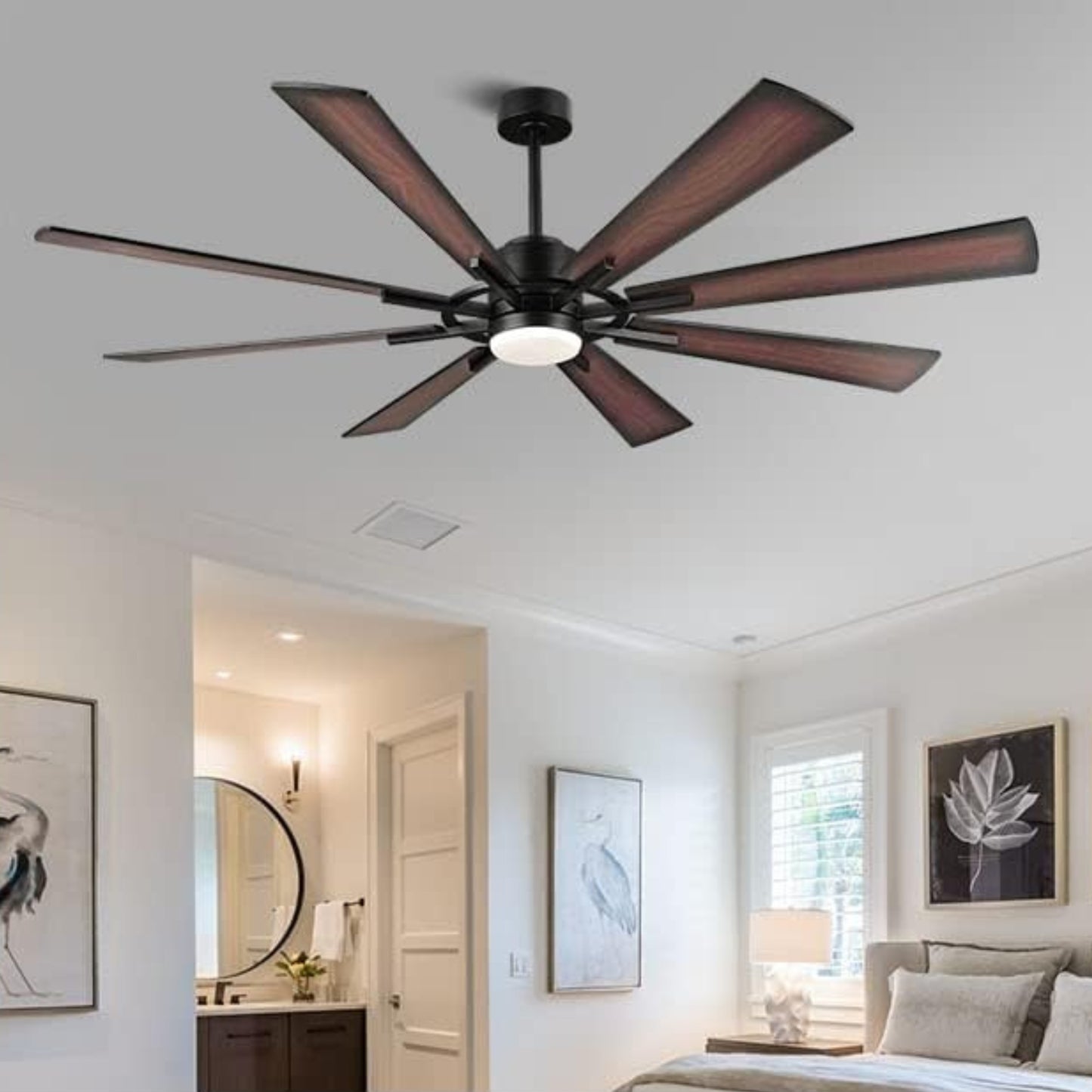 AeroBlade 60" 8-Blade 6-Speed Walnut & Black Ceiling Fan with Light