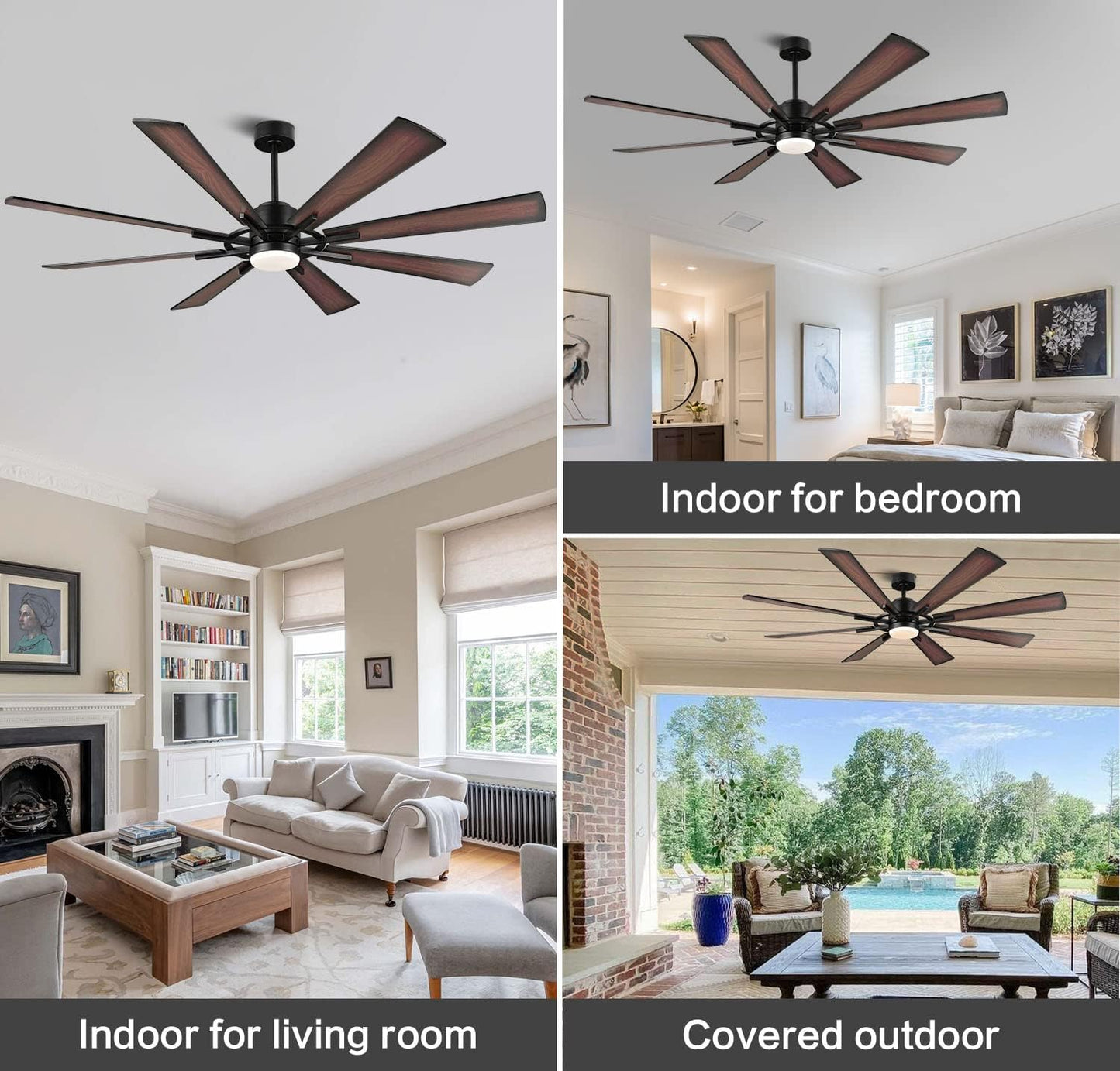 AeroBlade 60" 8-Blade 6-Speed Walnut & Black Ceiling Fan with Light