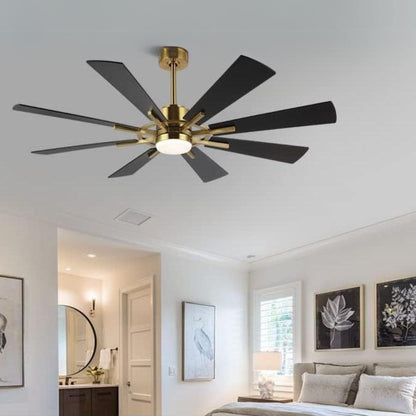 AeroBlade 72" 8-Blade 6-Speed Black & Gold Ceiling Fan with Light