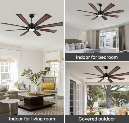 AeroBlade 72" 8-Blade 6-Speed Black & Walnut Ceiling Fan with Light