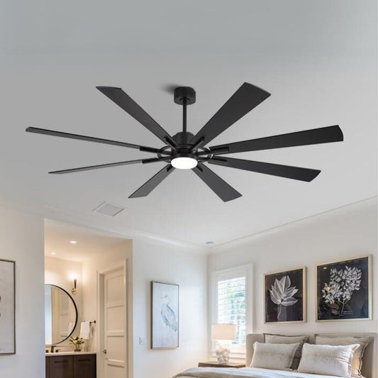 AeroBlade 80" 8-Blade 6-Speed Black Ceiling Fan with Light