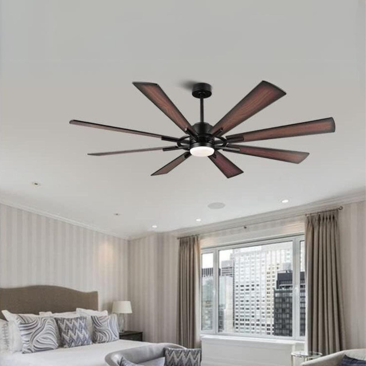 AeroBlade 80" 8-Blade 6-Speed Walnut & Black Ceiling Fan with Light