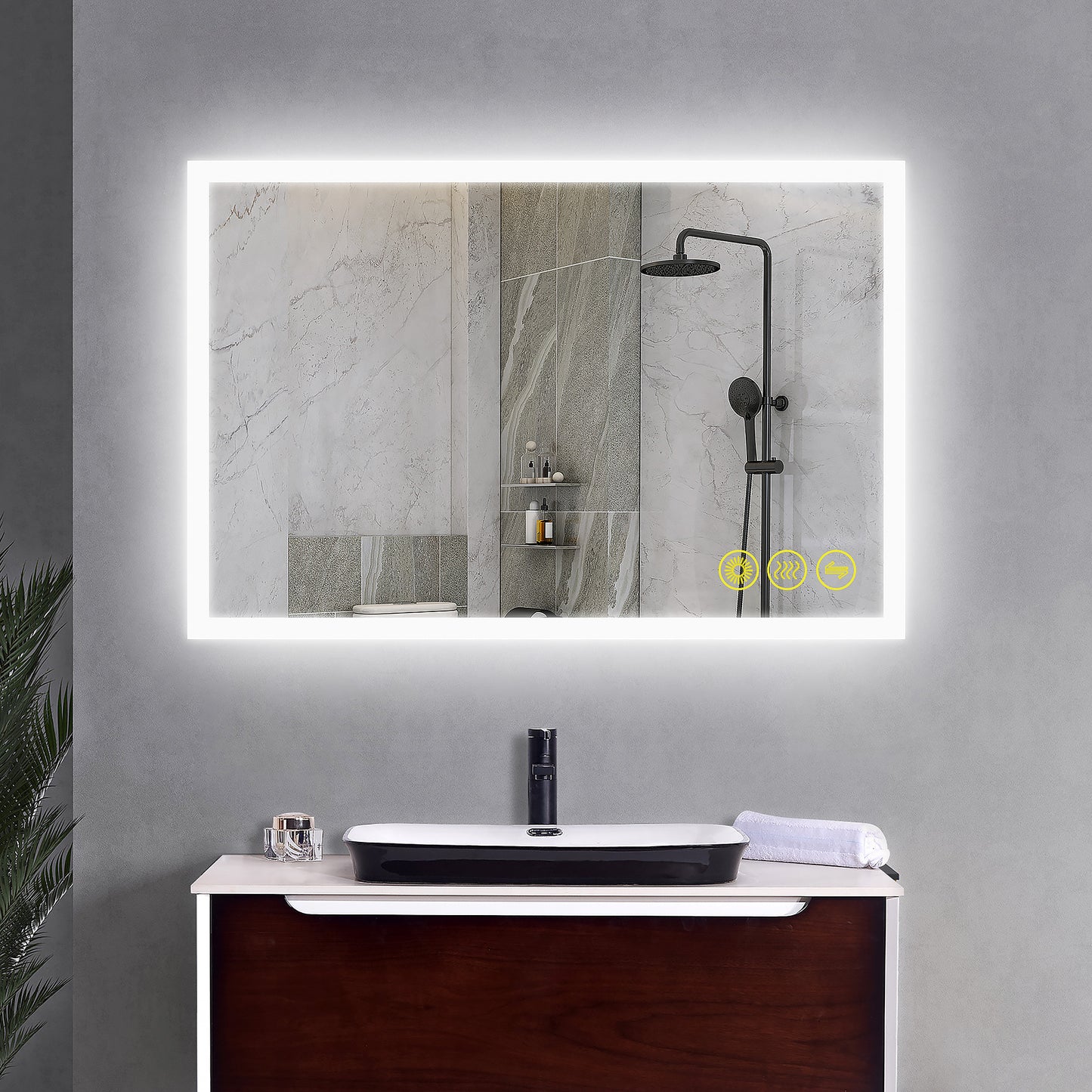 SmartGlow 24x36" Rectangular Dimmable LED Frameless Anti-Fog Bathroom Vanity Mirror