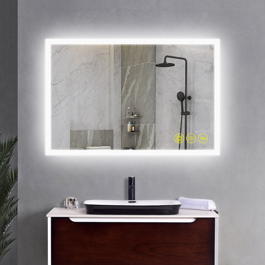 SmartGlow 24x36" Rectangular Dimmable LED Frameless Anti-Fog Bathroom Vanity Mirror