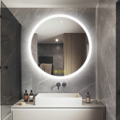 SmartReflect Modern 24" Round LED Dimmable Anti-Fog Frameless Bathroom Vanity Mirror