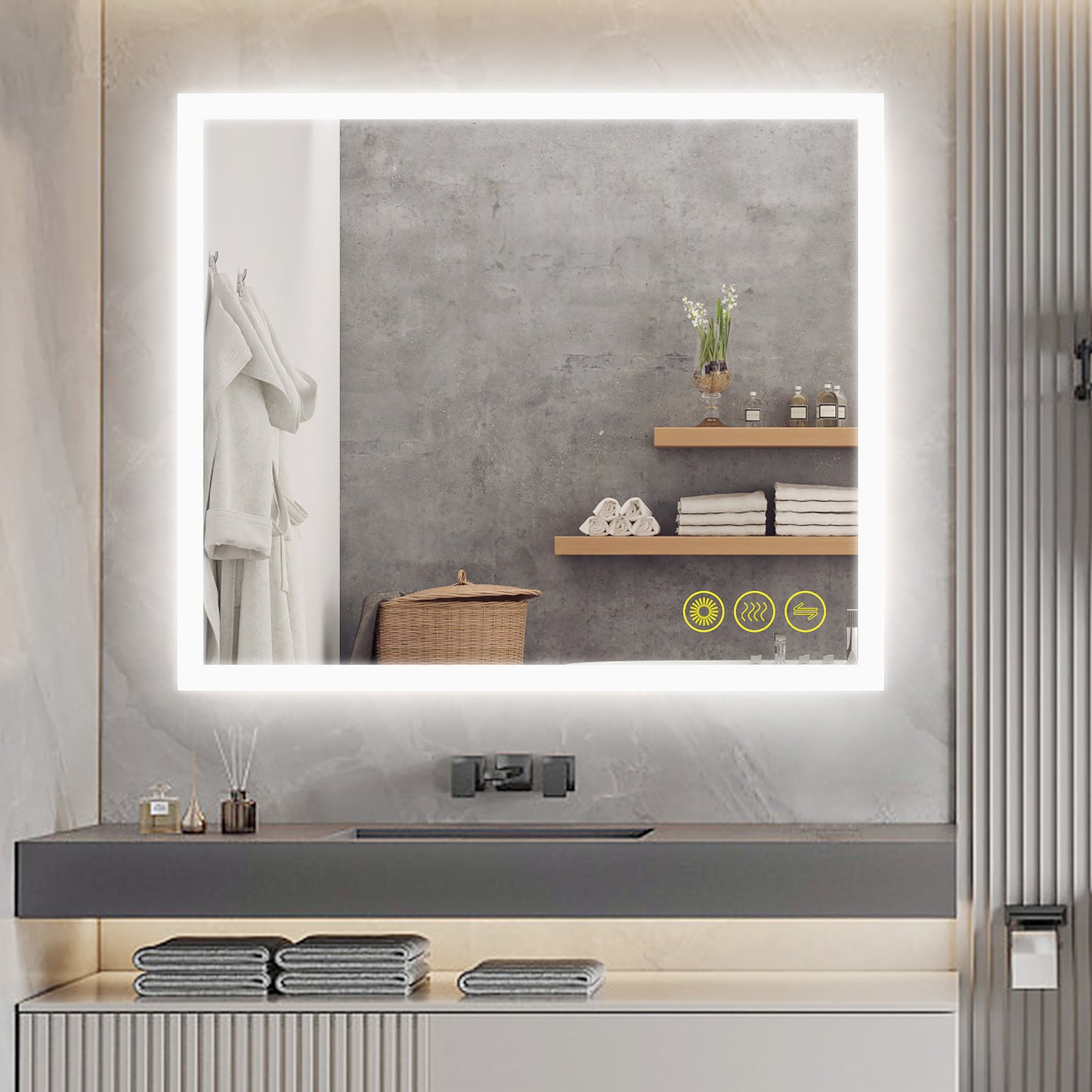 SmartGlow 30x36" Rectangular Dimmable LED Frameless Anti-Fog Bathroom Vanity Mirror