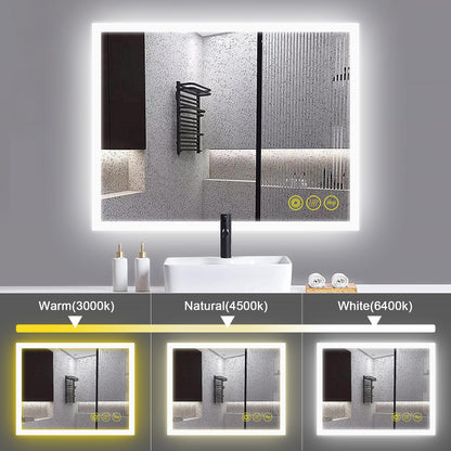 SmartGlow 30x36" Rectangular Dimmable LED Frameless Anti-Fog Bathroom Vanity Mirror