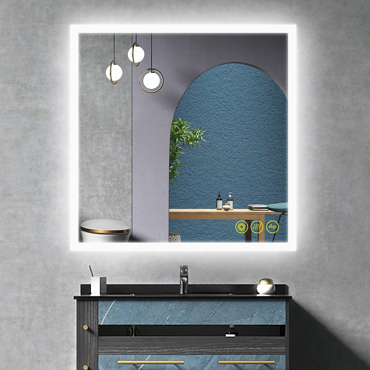 SmartGlow 36x36" Square Dimmable LED Frameless Anti-Fog Bathroom Vanity Mirror