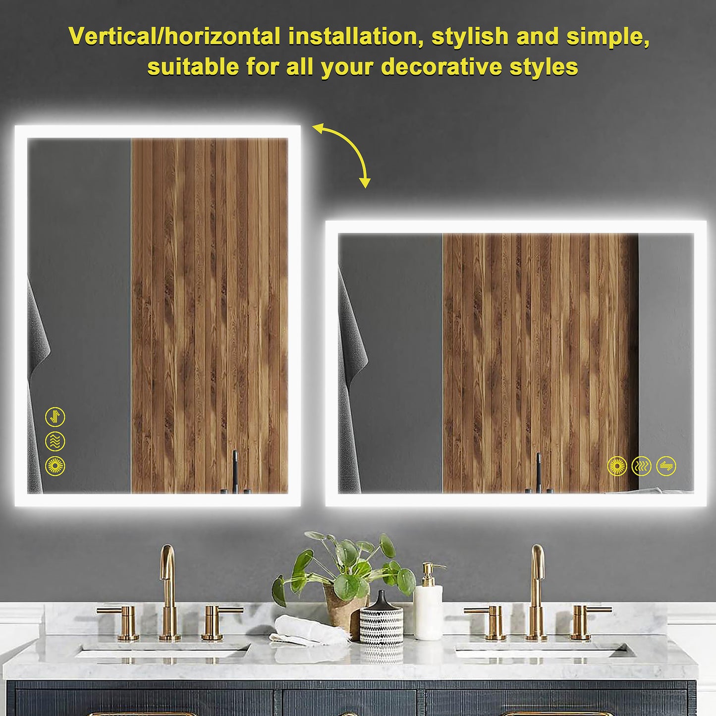 SmartGlow 36x48" Rectangular Dimmable LED Frameless Anti-Fog Bathroom Vanity Mirror