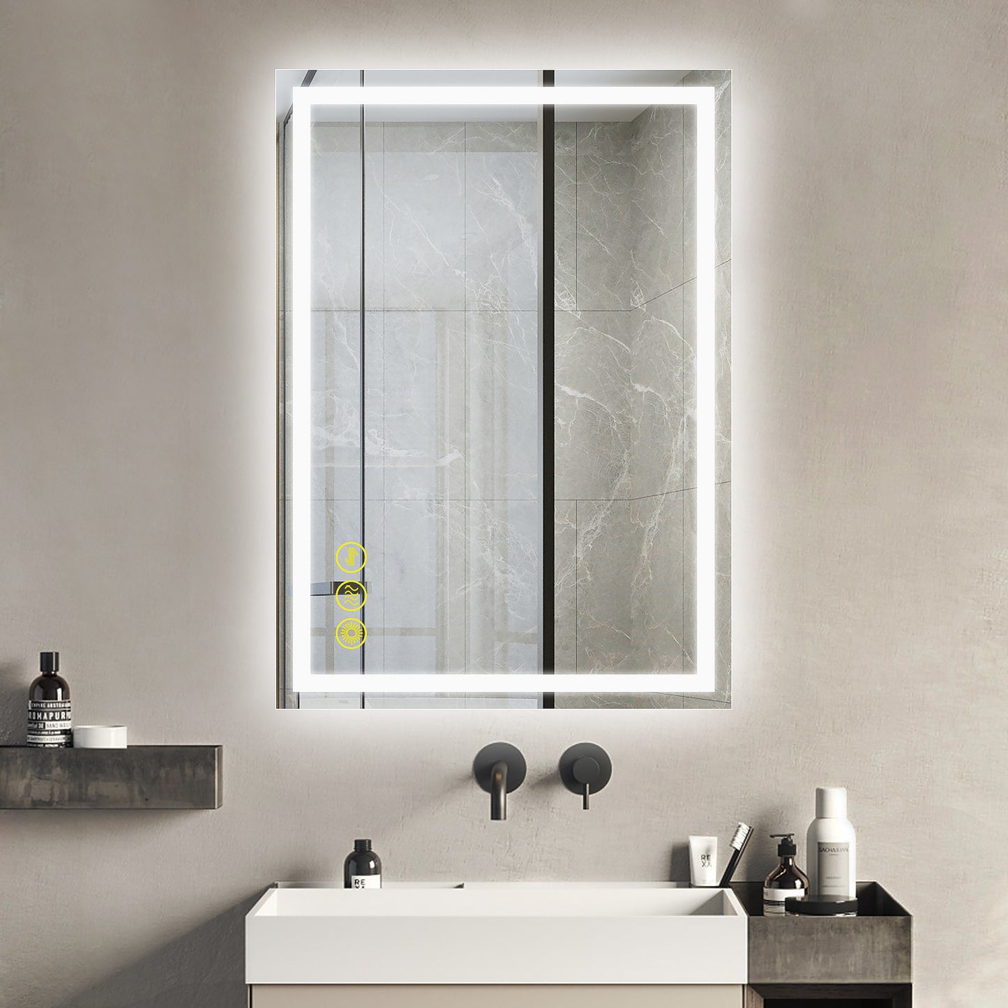 GlareGuard Rectangular Anti-Fog Dimmable Backlit LED Bathroom Vanity Mirror