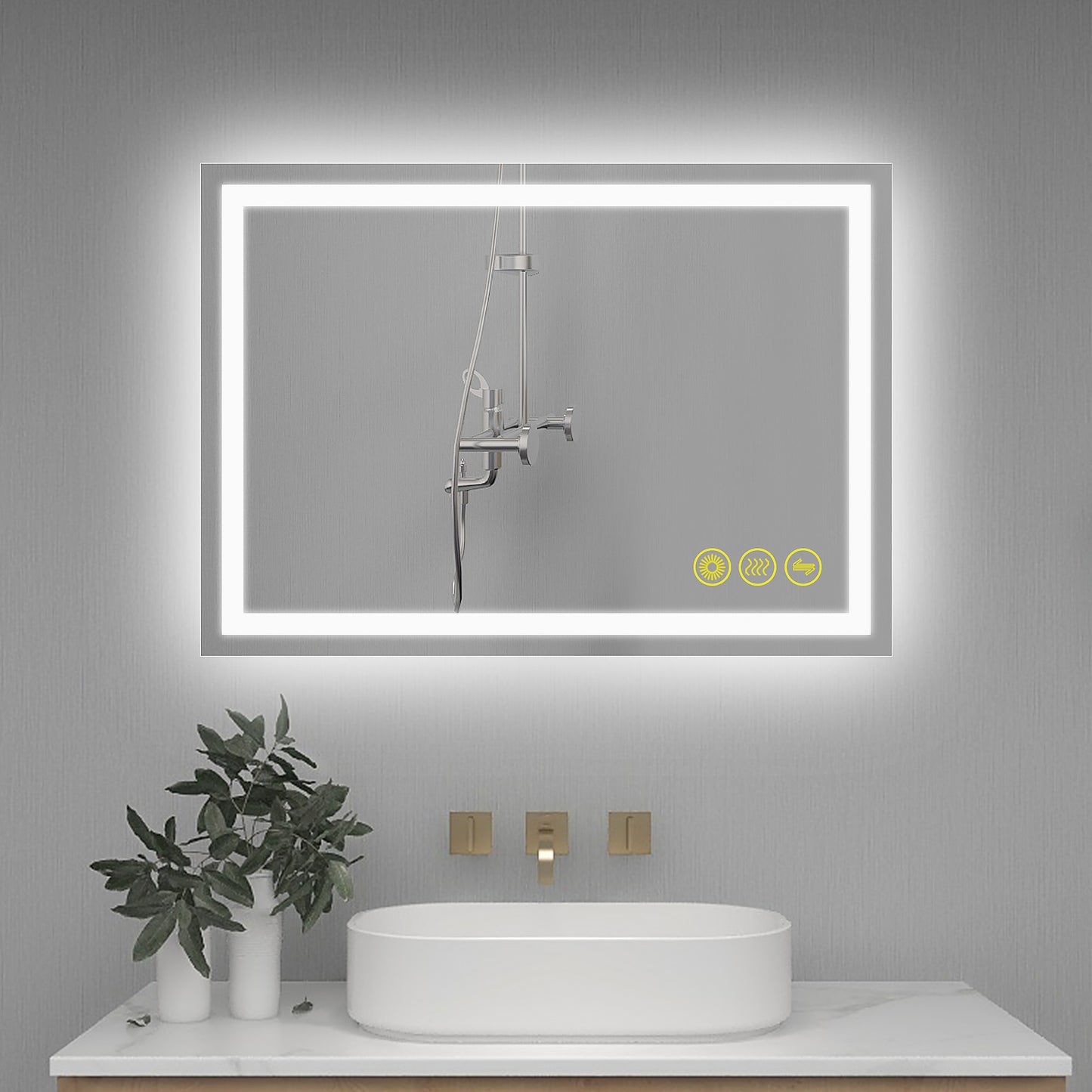 GlareGuard 20x28" Rectangular Anti-Fog Dimmable Backlit LED Bathroom Vanity Mirror