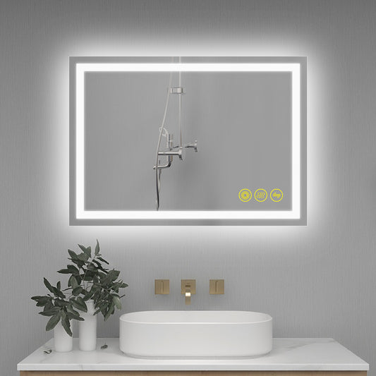 GlareGuard Rectangular Anti-Fog Dimmable Backlit LED Bathroom Vanity Mirror