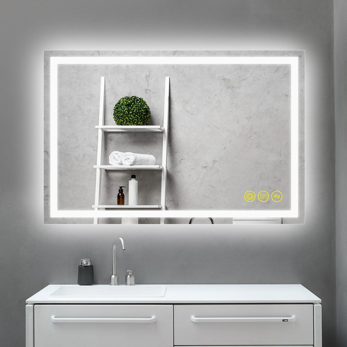 GlareGuard Rectangular Anti-Fog Dimmable Backlit LED Bathroom Vanity Mirror