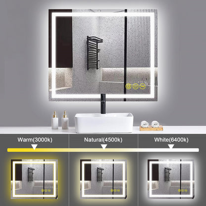 GlareGuard 30x36" Rectangular Anti-Fog Dimmable Backlit LED Bathroom Vanity Mirror